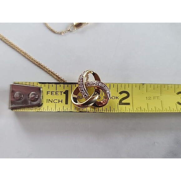 Vermeil 925 Diamond Chip Trinity Knot Pendant Necklace Vintage - Picture 8 of 11